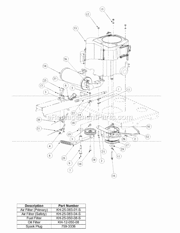 Kohler Engine Assembly Diagram and Parts List for M60-KH (53AB5BDX150) (2003) Cub Cadet Sprayer